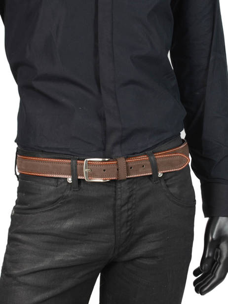 Ceinture Homme Ajustable Jean Petit prix cuir Marron belt 3709-35 vue secondaire 2